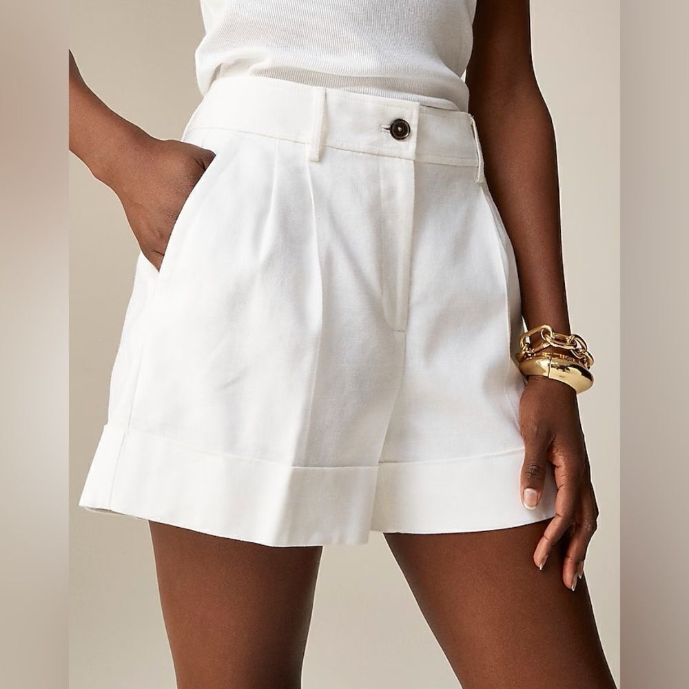 NWT J CREW Remi short in stretch linen blend in white - Picture 3 of 5